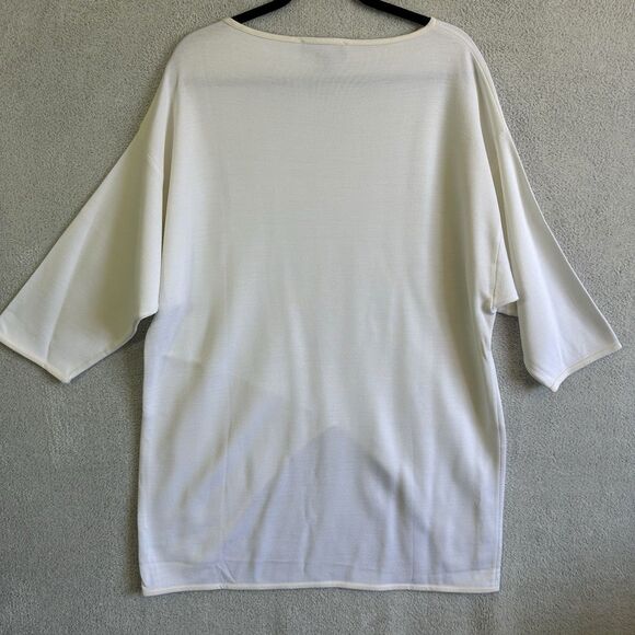 St. John Ivory Asymmetrical Hem Oversized Tunic Sweater Top SzP(0-2) Lagan Money - Picture 2 of 6